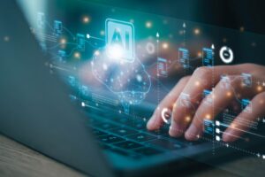 Person on computer, photo representing artificial intelligence.