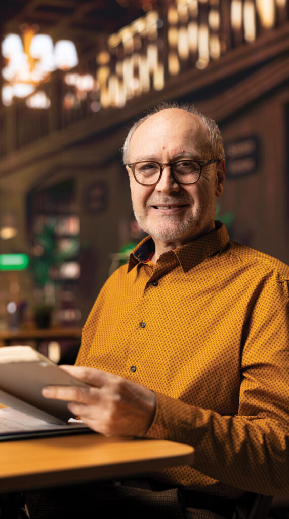 man reading book